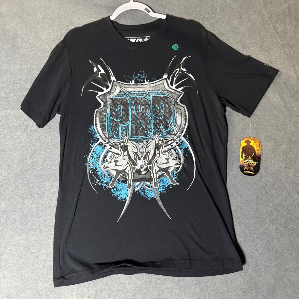 PBR Professional Bull Riders Graphic T-Shirt Mens Medium Black Rodeo Cotton Tee